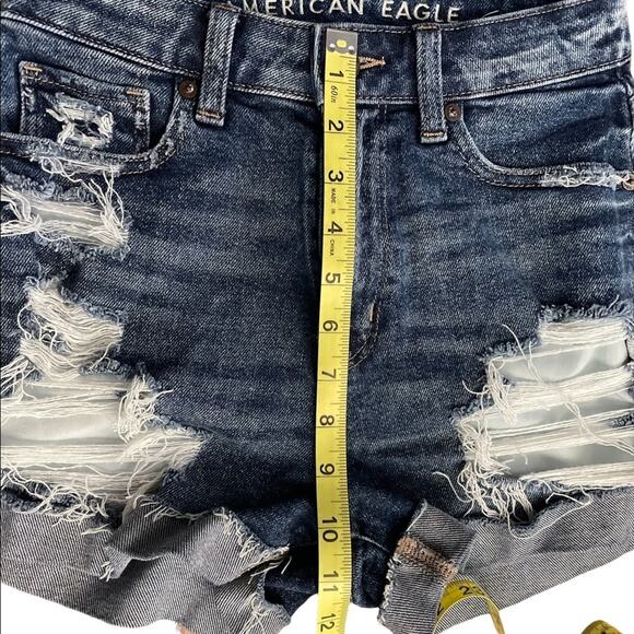 American Eagle Stretch Distressed High Waist jean shorts size 00 - Picture 7 of 7